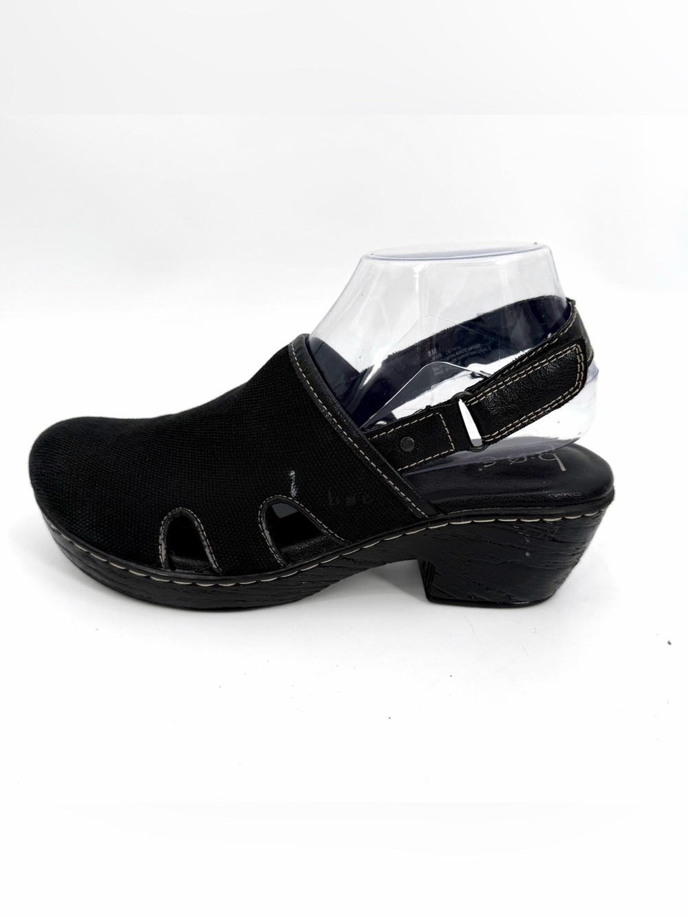 BOC Clogs Women’s 8 M Black Canvas Slingback Platform Chunky Comfort READ